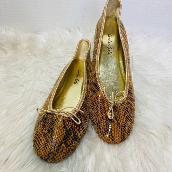 London Sole Shoes - London Sole Brown Snake Print Flats